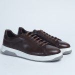 Coffee brown sneakers with white sole