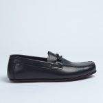 Black loafers with rope cross section