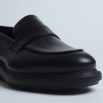 Black platform sole penny loafer