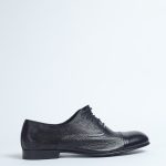 Wingtip alligator leather black derbies