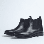 Black brogue chelsea boots